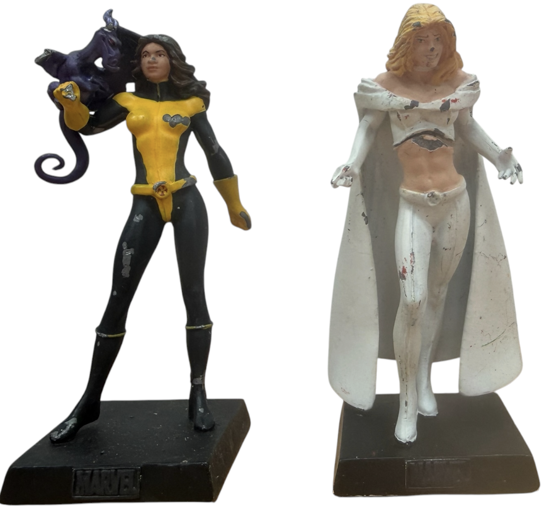 Vintage 2006/7 Eaglemoss Classic Marvel Figurine Collection Set Of 4 - Emma Frost, Black Panther, Shadow Cat, and Colossus