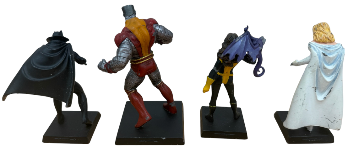Vintage 2006/7 Eaglemoss Classic Marvel Figurine Collection Set Of 4 - Emma Frost, Black Panther, Shadow Cat, and Colossus