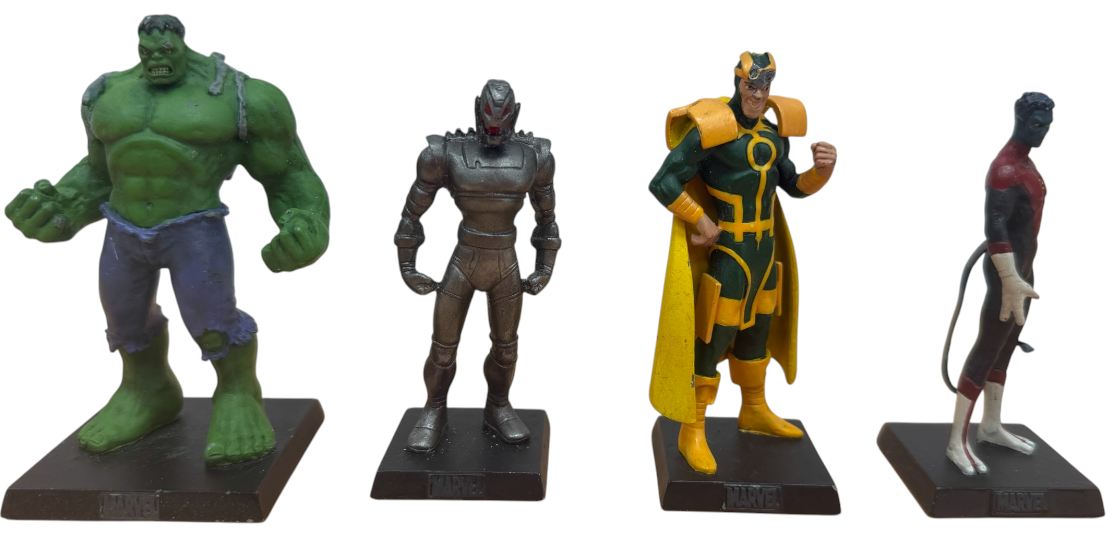 Vintage 2005/6/7 Eaglemoss Classic Marvel Figurine Collection Set Of 4 - Ultron, Loki, Nightcrawler & The Hulk