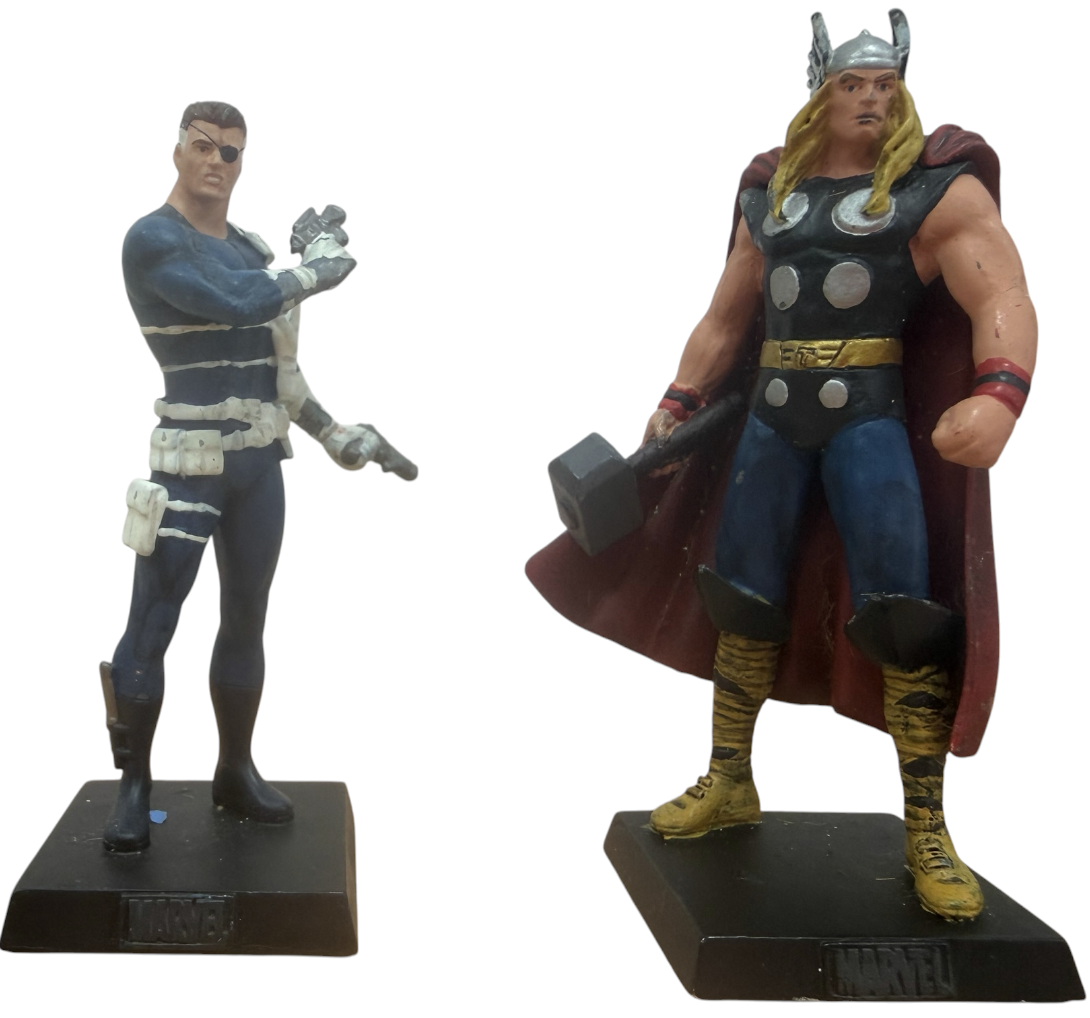 Vintage 2006/7 Eaglemoss Classic Marvel Figurine Collection Set Of 4 - Thor, Captain Marvel, Hawkeye, Nick Fury