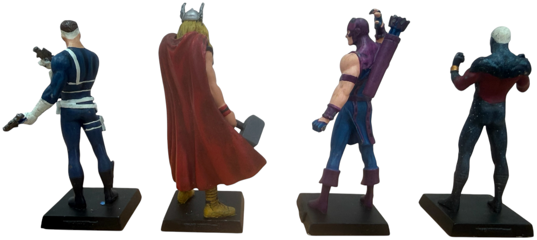 Vintage 2006/7 Eaglemoss Classic Marvel Figurine Collection Set Of 4 - Thor, Captain Marvel, Hawkeye, Nick Fury