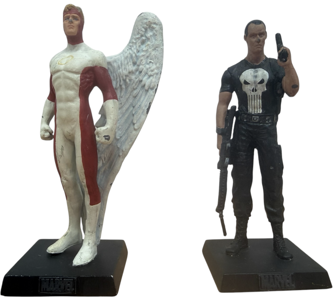Vintage 2006/7 Eaglemoss Classic Marvel Figurine Collection Set Of 4 - The Punisher, Captain Britain, Angel &amp; Thanos