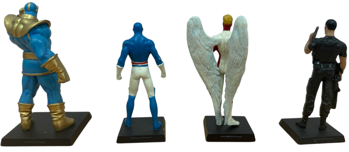Vintage 2006/7 Eaglemoss Classic Marvel Figurine Collection Set Of 4 - The Punisher, Captain Britain, Angel &amp; Thanos