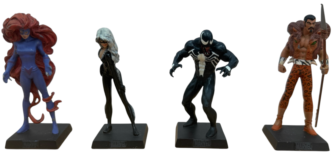 Vintage 2006/7 Eaglemoss Classic Marvel Figurine Collection Set Of 4 - Black Cat, Kraven, Venom &amp; Medusa