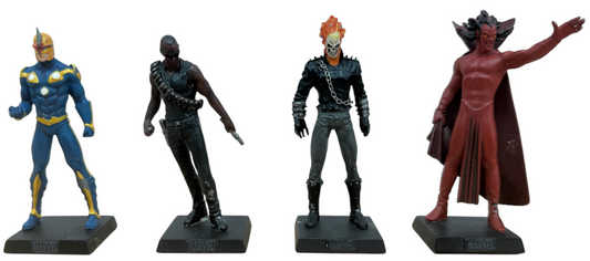 Vintage 2006/7 Eaglemoss Classic Marvel Figurine Collection Set Of 4 - Blade, Ghost Rider, Mephisto &amp; Nova
