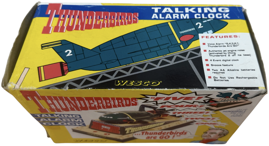 Vintage 1999 Wesco Gerry Andersons Thunderbirds - Thunderbird 2 Talking Alarm Clock - Boxed And Working - Ex Shop Stock