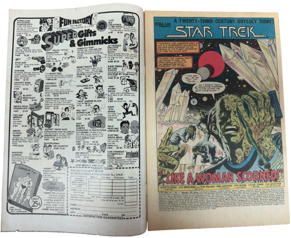 Vintage 1981 Marvel Comics - Star Trek Comic Issue No.11 February 1981 - Ex Shop Stock (Grade 6.5)