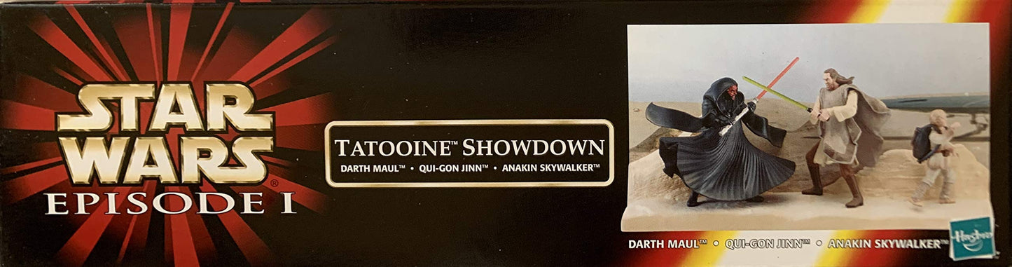 Vintage 1999 Star Wars Episode 1 The Phantom Menace Tatooine Showdown Action Figure Set - With Comm Tech Talk Chip - Brand New Factory Sealed Shop Stock Room Find