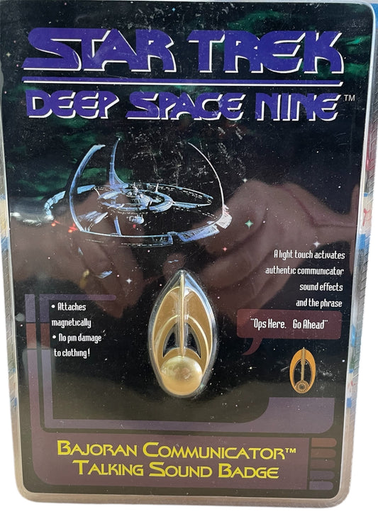Vintage IPI 1993 - Star Trek Deep Space Nine Electronic Bajoran Communicator Talking Sound Badge - Former Shop Counter Display Item