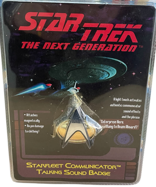 Vintage IPI 1993 - Star Trek The Next Generation Electronic Starfleet Communicator Talking Sound Badge - Former Shop Counter Display Item