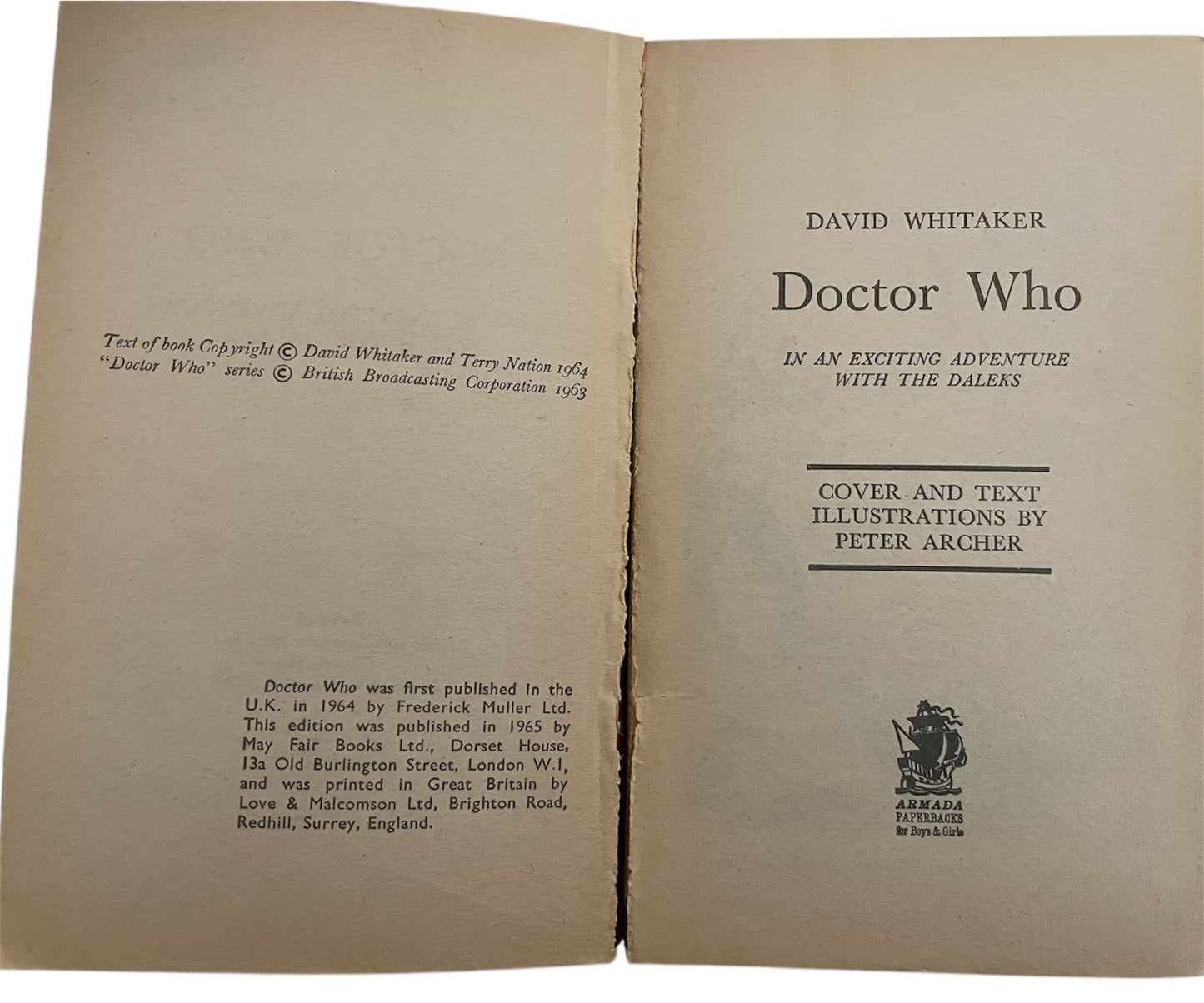 Vintage Armada 1964 Dr Who In An Exciting Adventure With The Daleks Paperback Book