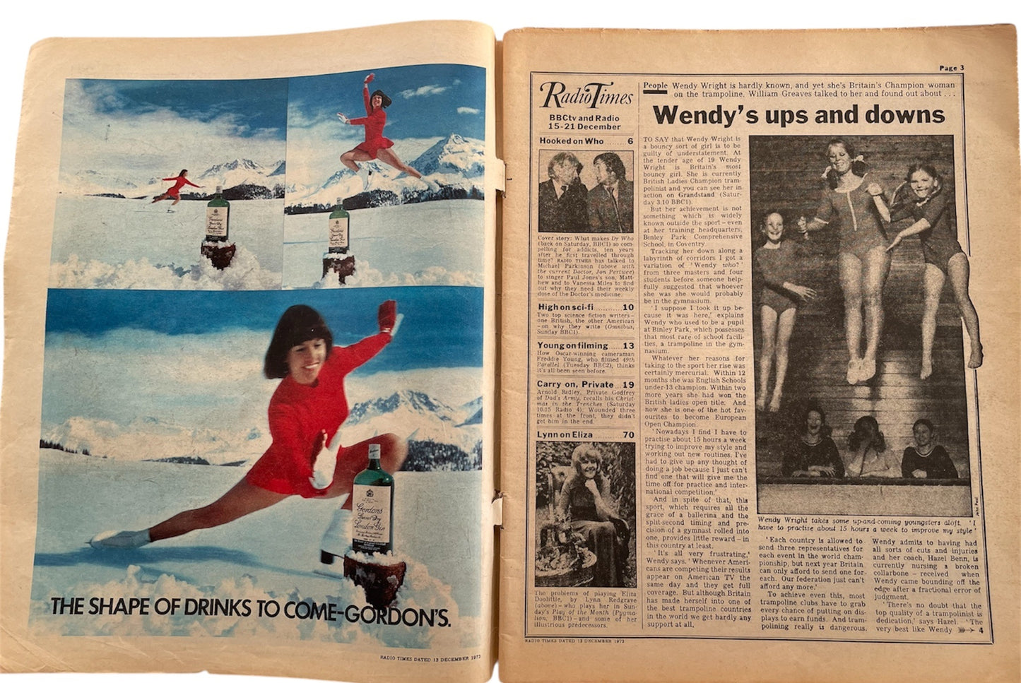 Vintage Radio Times Magazine 15th - 21st December 1973 - Who's Your Friend? - Dr Who Front Cover - Ultra Rare - Good Condition