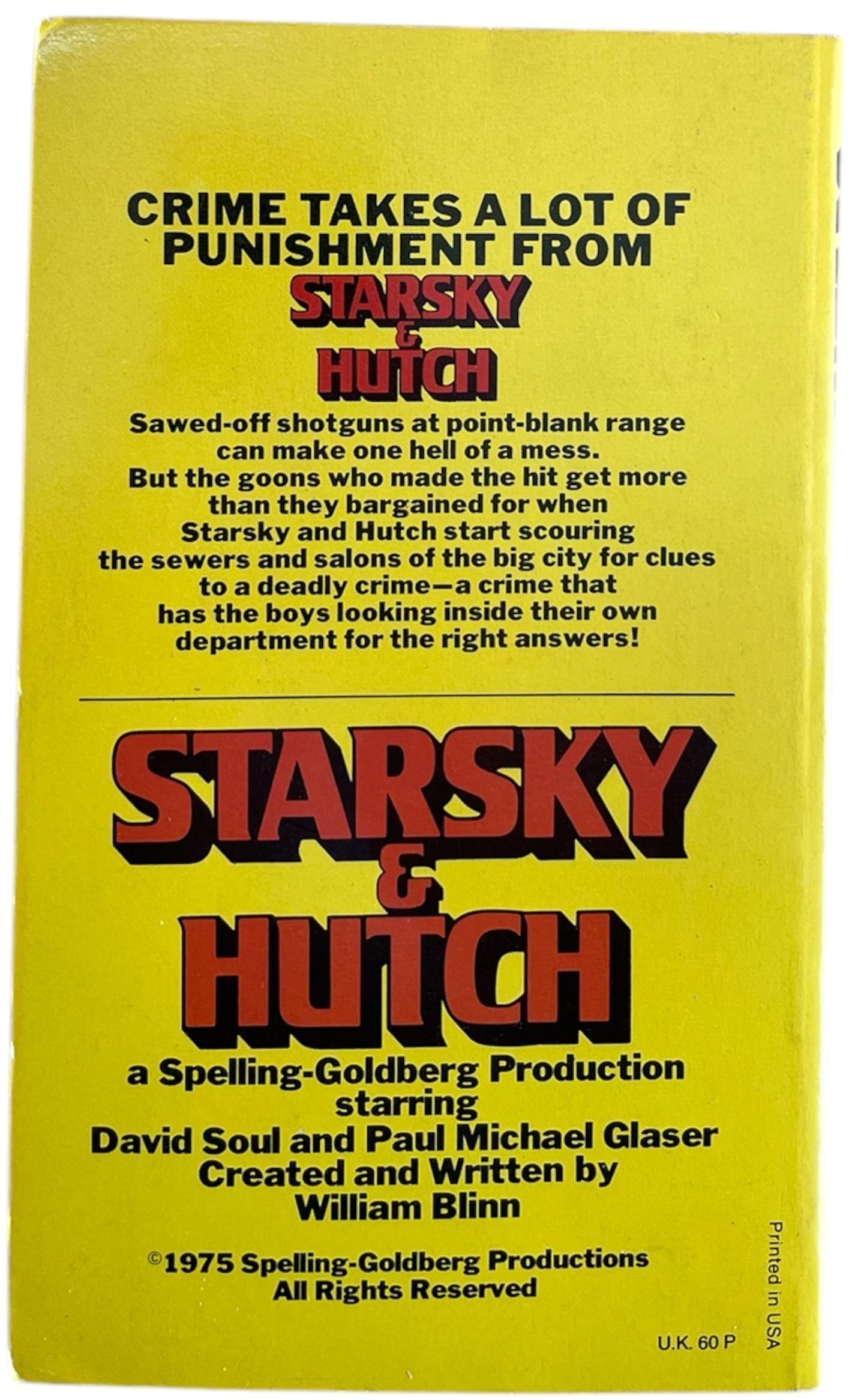 Vintage 1976 Starsky And Hutch No. 1 Paperback Book - Based On The Hit TV Series - Near Mint Condition - Ex Shop Stock