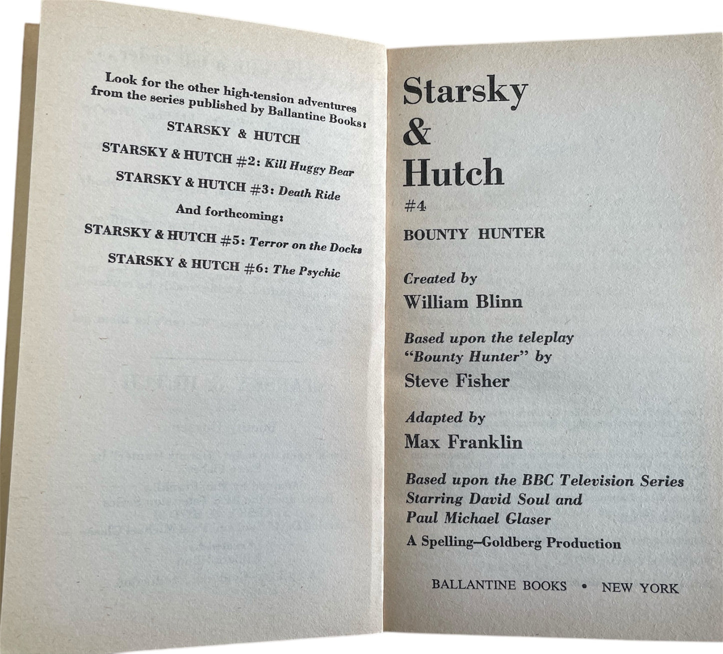 Vintage 1977 Starsky And Hutch No. 4 Paperback Book - Bounty Hunter - Based On The Hit TV Series - Near Mint Condition - Ex Shop Stock