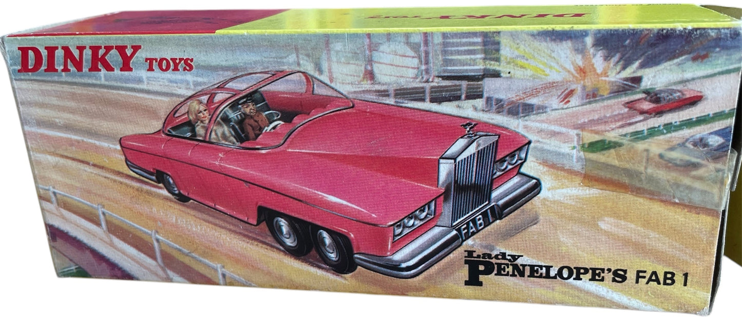 Vintage Dinky Toys 1975 Gerry Andersons Thunderbirds Dinky No. 100 DieCast Lady Penelopes Fab 1 Rolls Royce Model Car - Fantastic Condition In The Original Box With Display Plinth