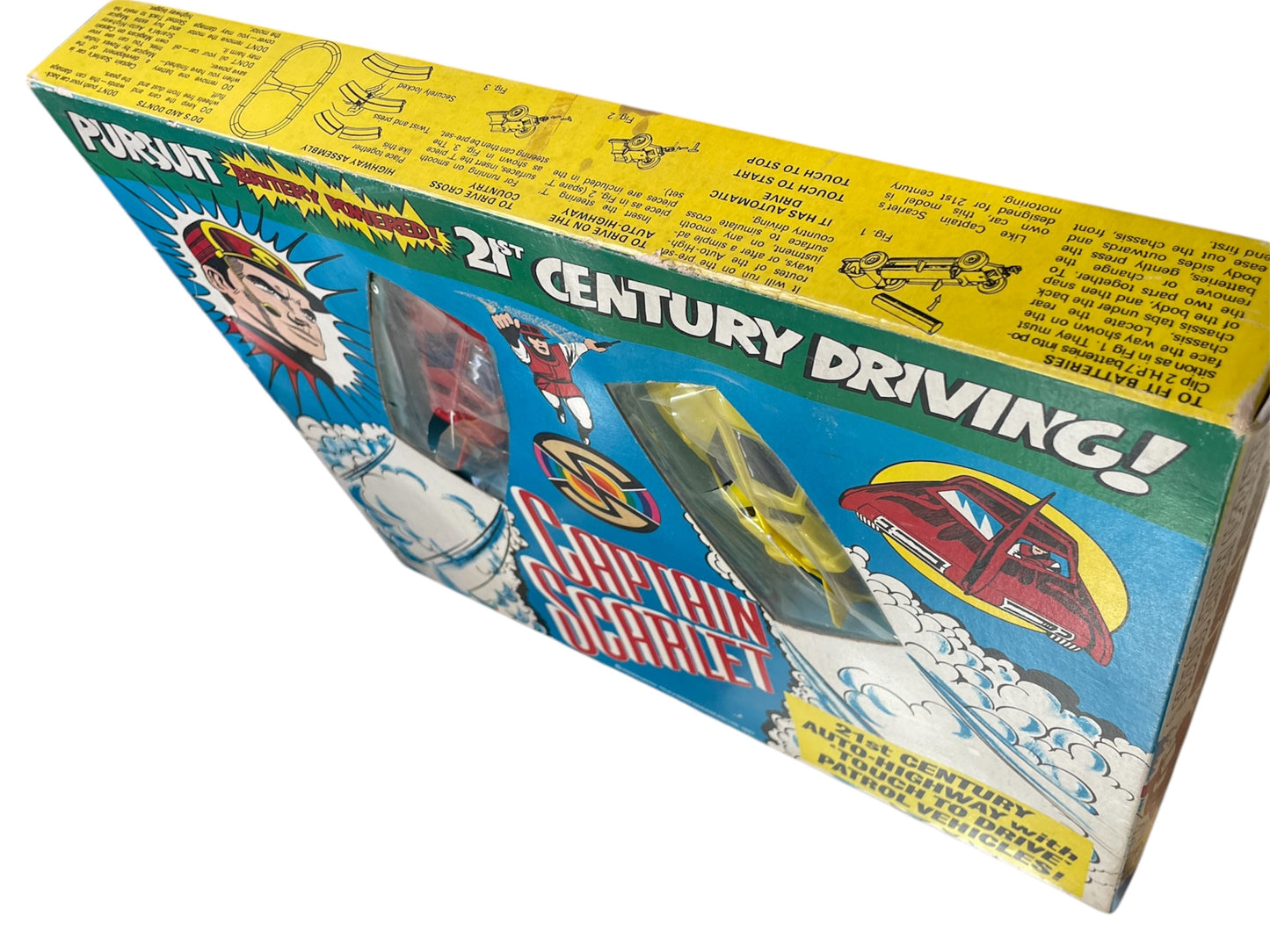 Vintage Triang 1967 Gerry Andersons Captain Scarlet And The Mysterons - 21st Century Driving - Pursuit Set - Slotted Car With Touch Drive Spectrum Cars - Good Condition In The Original Box