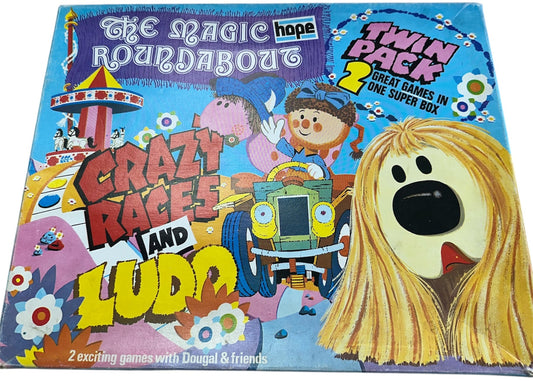 Vintage 1973 Hopes - The Magic Roundabout Twin Pack - 2 Great Board Games In One Super Box - Includes Crazy Races And Ludo - 100% Complete - In The Original Box.