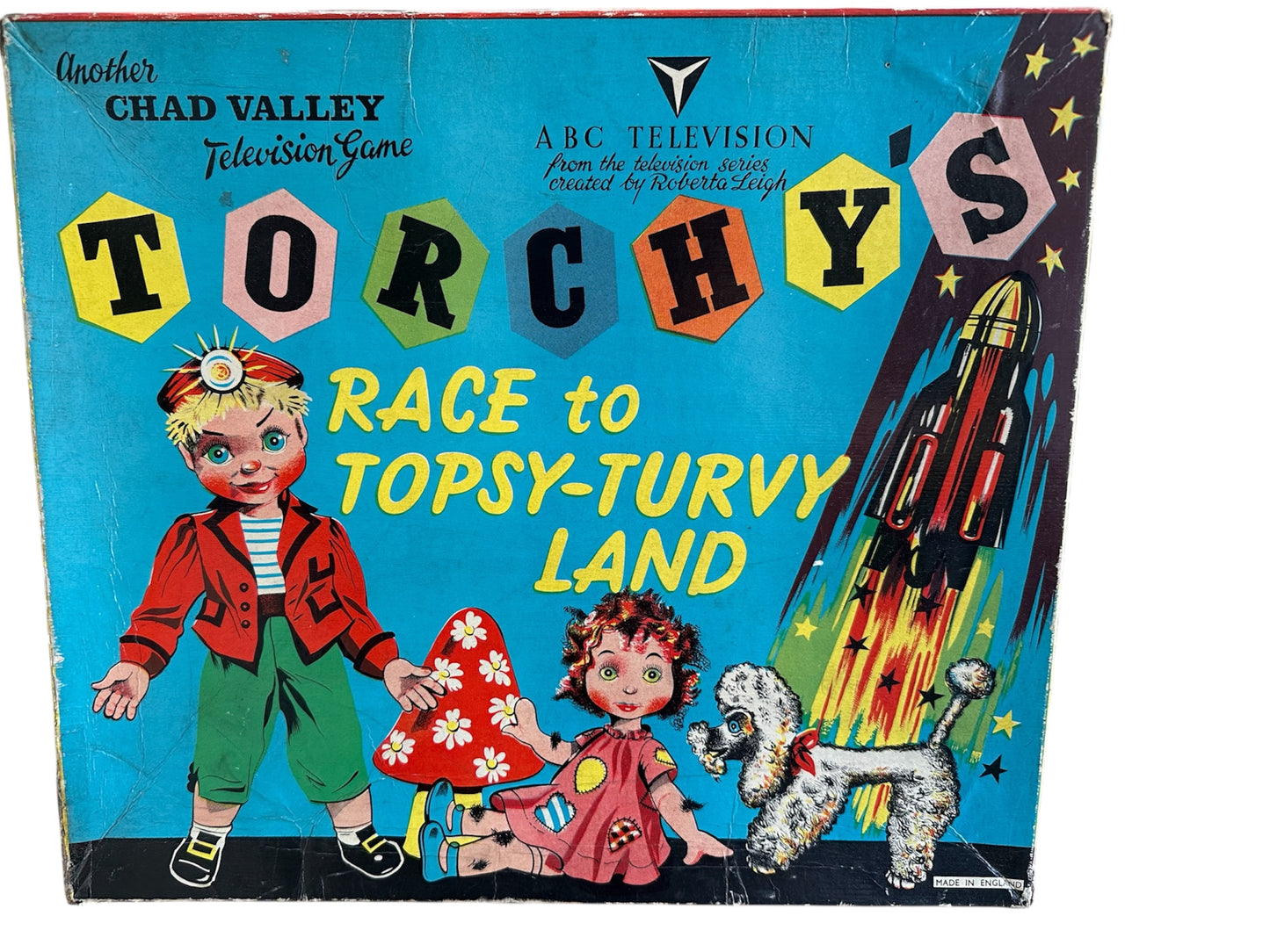 Vintage 1960 Roberta Leighs (Gerry Anderson Produced) Torchys Race To Topsy Turvy Land Board Game - Very Good Condition and Complete In The Original Box