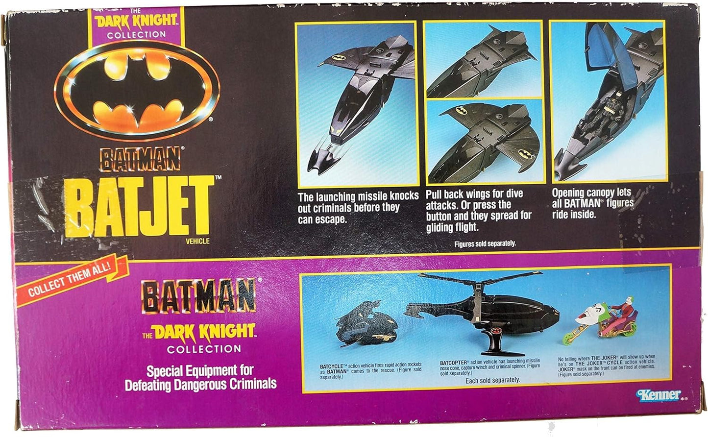 Vintage Kenner 1990 Batman The Batjet With Blast Off Missile & Spring Action WIngs - Brand New Factory Sealed Shop Stock Room Find