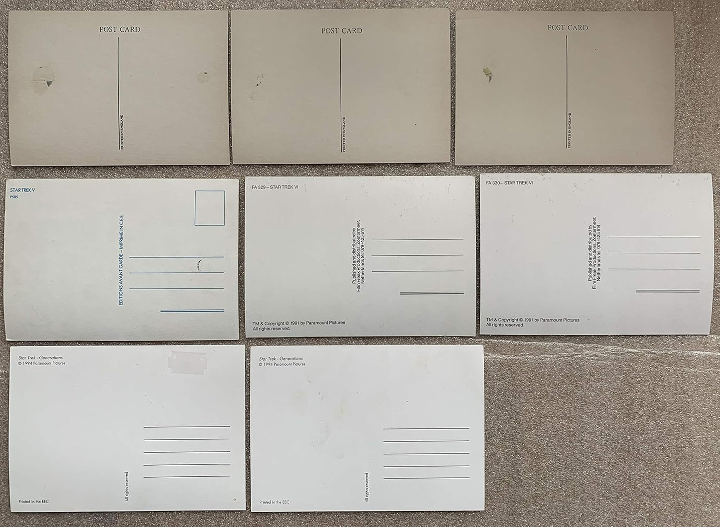 Postcards Vintage Star Trek The Movies Set Of 8 x Individual Movie Poster Unsold Shop Stock