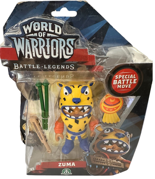 Vintage 2015 World Of Warriors - Battle Legends - Zuma The Jaguar Warrior Action Figure With Special Battle Move - Factory Sealed Shop Stock Room Find.