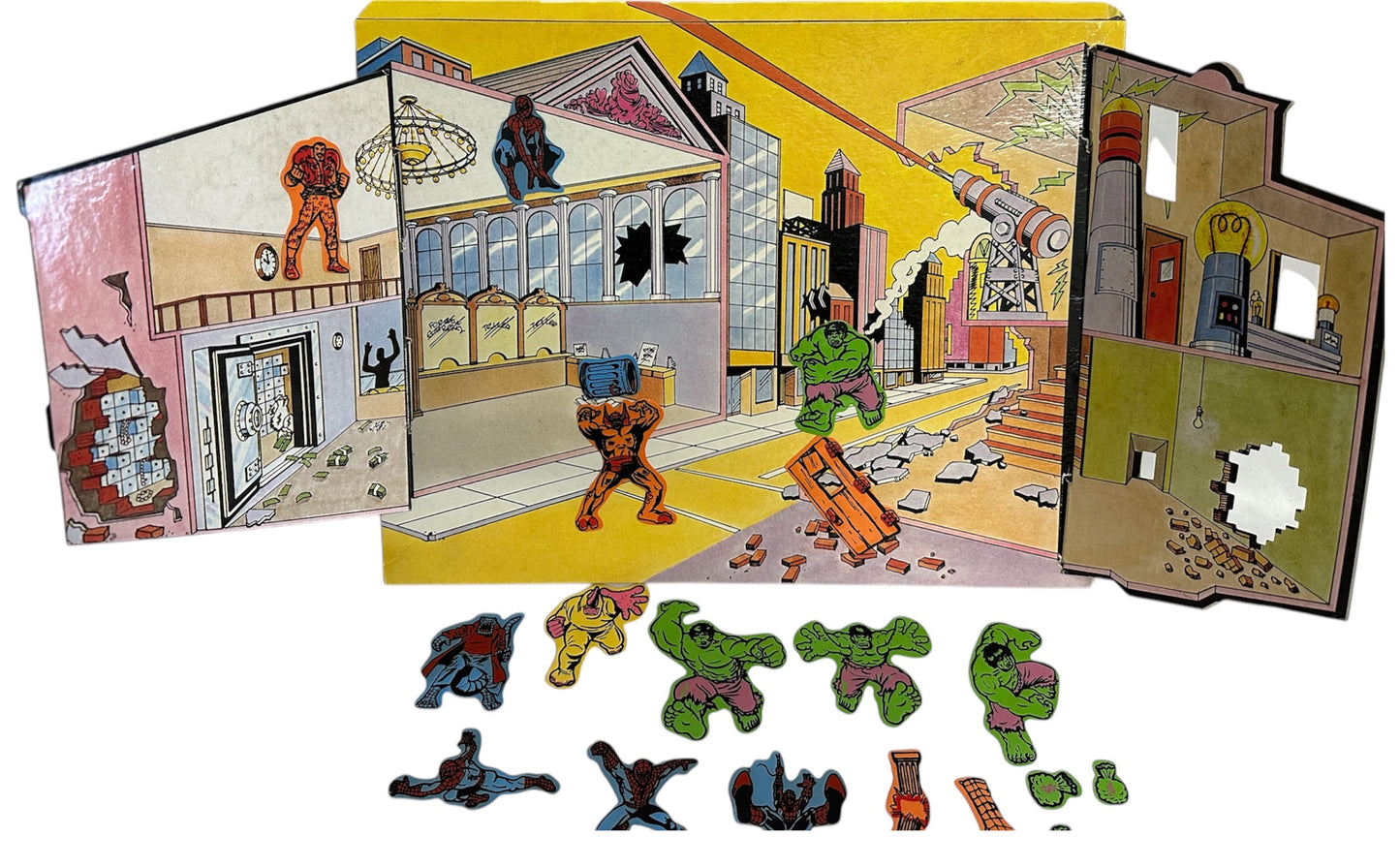 Vintage 1979 Marvels Colorforms Play Set - The Amazing Spiderman And The Incredible Hulk - Very Good Condition In The Original Box