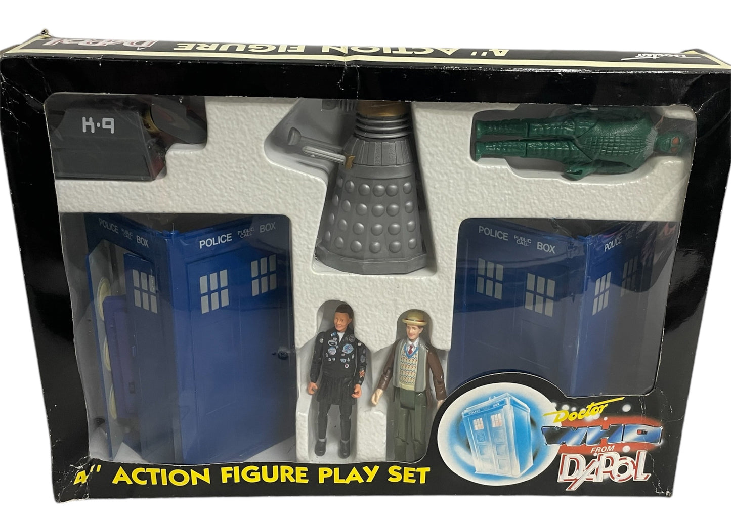 Vintage Dapol 1987 Doctor Dr Who Limited Edition 4" Action Play Set With 7th Doctor, K-9, Dalek, Ice Warrior & Ace Figures - Former Shop Display Set