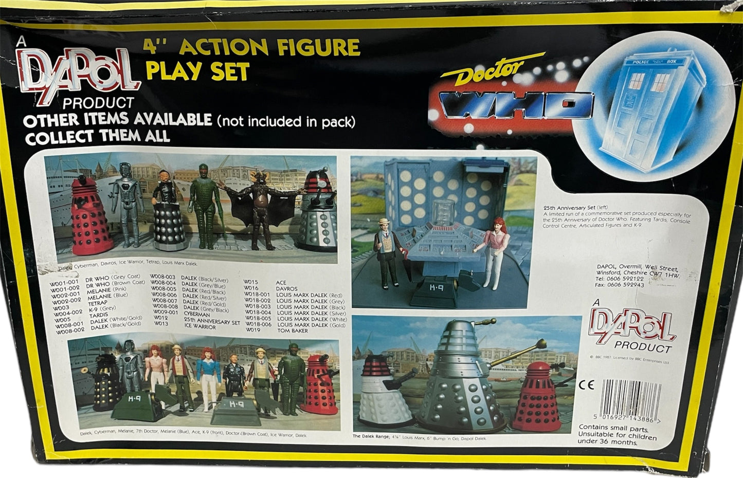 Vintage Dapol 1987 Doctor Dr Who Limited Edition 4" Action Play Set With 7th Doctor, K-9, Dalek, Ice Warrior & Ace Figures - Former Shop Display Set