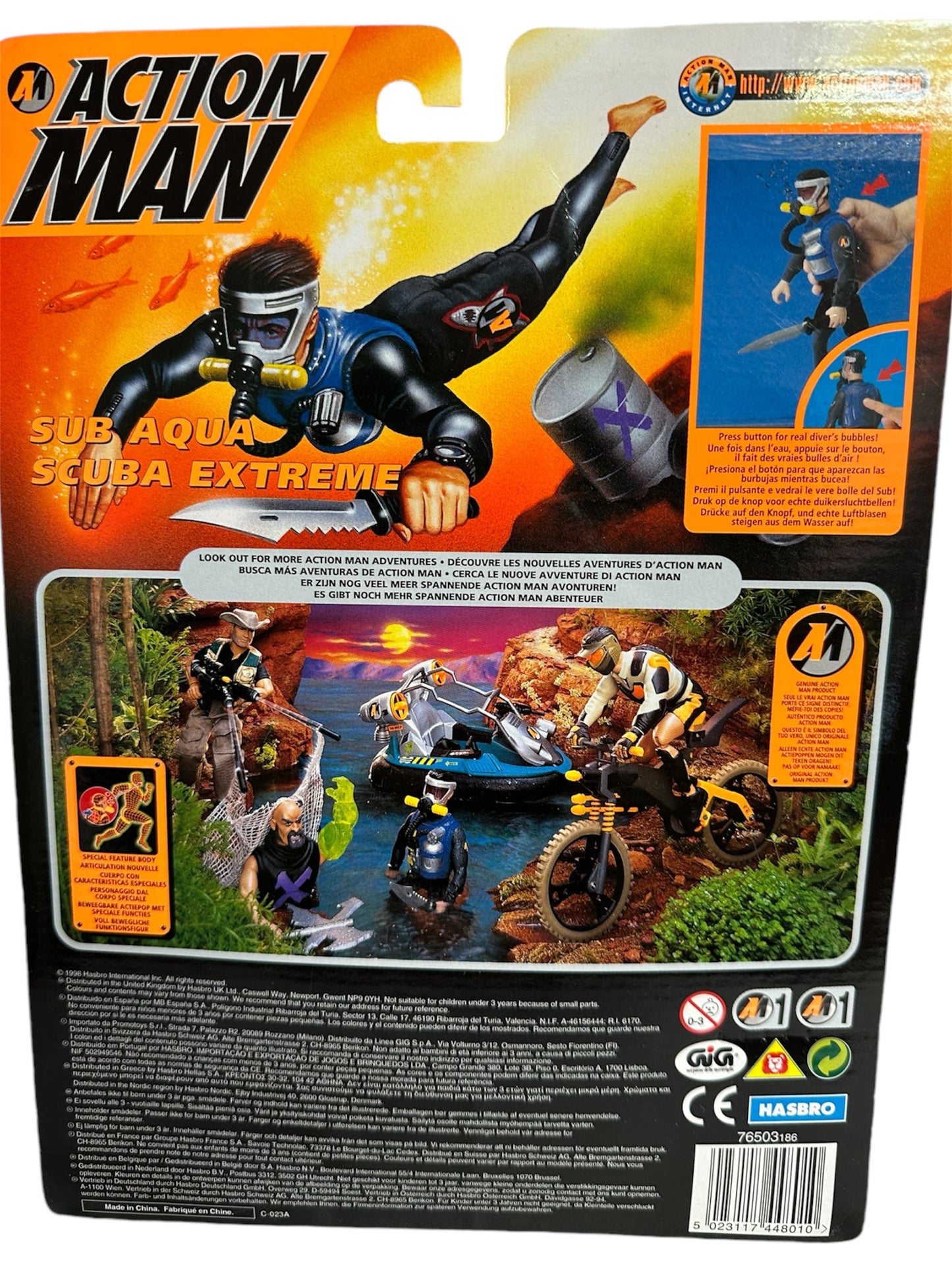 Vintage 1998 Action Man AM Sub Aqua Scuba Extreme Diver Action Figure And Accessories - Brand New Factory Sealed Shop Stock Room Find
