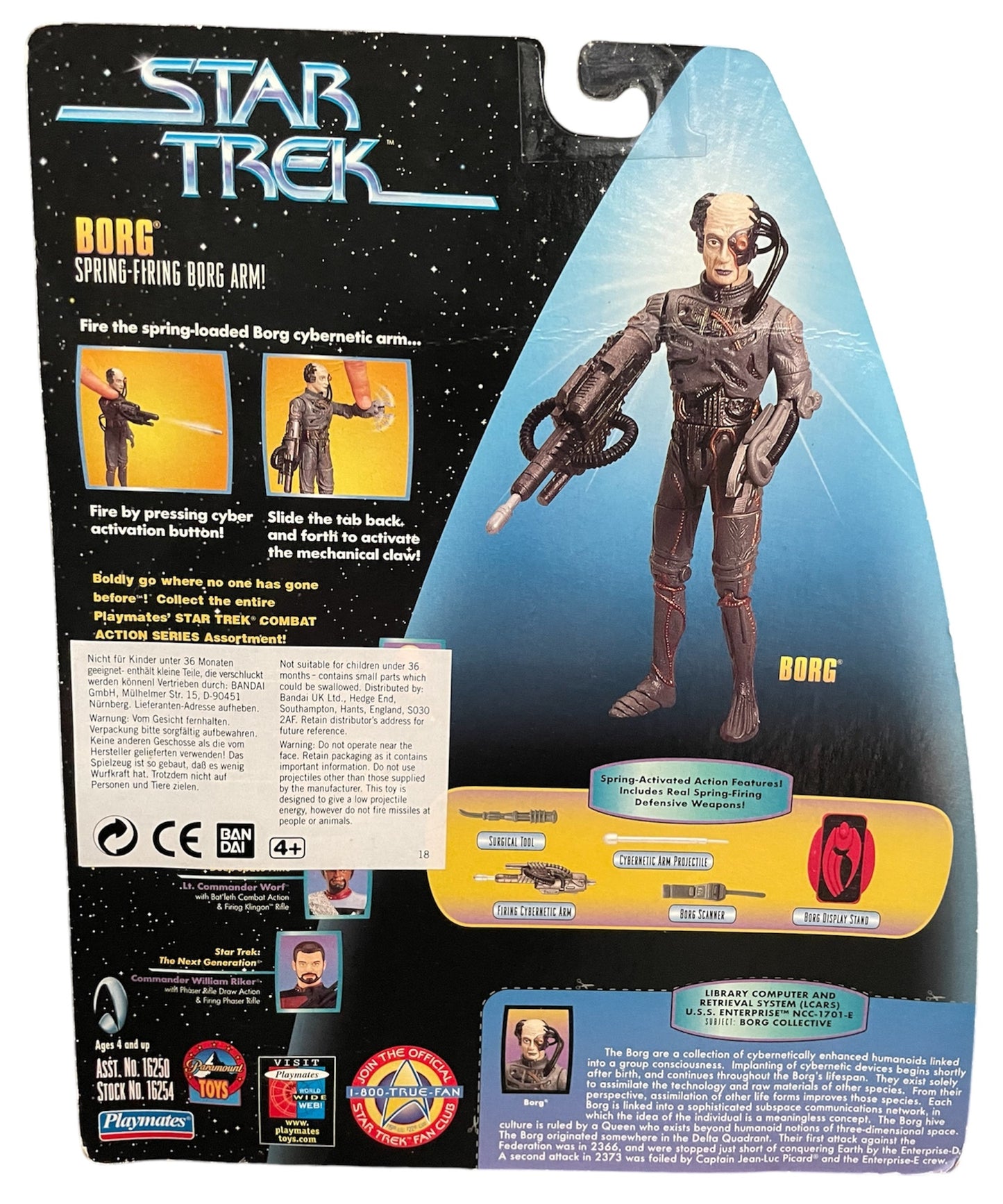 Vintage 1997 Star Trek The Next Generation - 10th Anniversary - Warp Factor Series 1 Combat Action Series The Borg 6 Inch Action Figure With Spring Firing Borg Arm - Brand New Factory Sealed Shop Stock Room Find