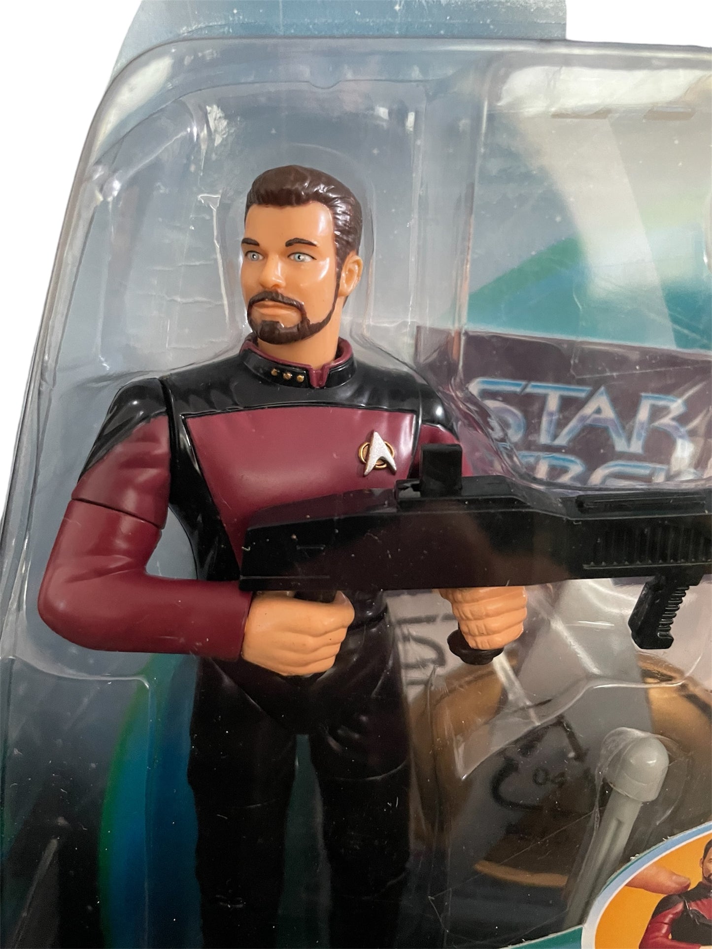 Vintage 1997 Star Trek The Next Generation - 10th Anniversary - Warp Factor Series 1 Combat Action Series Commander William Riker 6 Inch Action Figure With Phaser Rifle Drawing Action - Brand New Factory Sealed Shop Stock Room Find