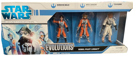 Vintage Star Wars 2008 The Legacy Collection - Evolutions - Rebel Pilot Legacy Action Figure 3 Pack - Brand New Factory Sealed Shop Stock Room Find
