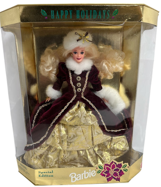 Vintage 1996 Happy Holidays Collection - Barbie - Limited Edition 12 Inch Collectors Edition Doll - Brand New Factory Sealed Shop Stock Room Find