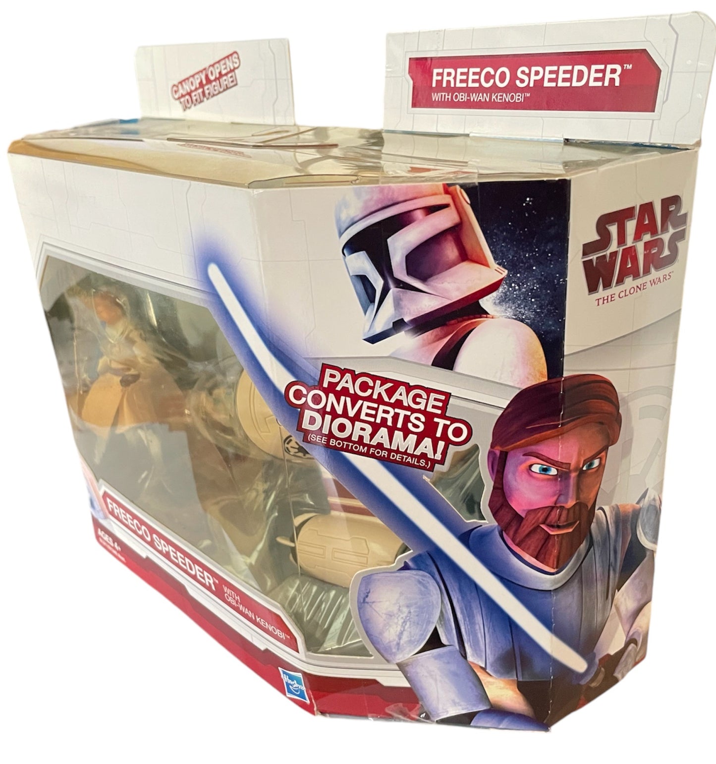 Vintage 2009 Star Wars The Clone Wars Freeco Speeder Vehicle With Obi-Wan Kenobi Action Figure - Brand New Factory Sealed Shop Stock Room Find