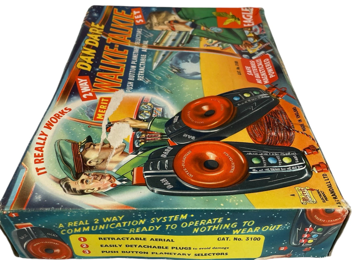 Vintage Merit Ultra Rare 1950's Dan Dare - 2 Way Walkie Talkie Set By J & L Randall Ltd - Cat No. 3100 - Complete In The Original Box