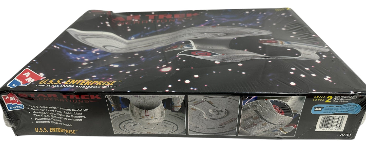 Vintage AMT/ERTL 1995 Star Trek Generations USS Enterprise NCC-1701D Highly Detailed Model Kit With Display Stand - Model No. 8793 - Factory Sealed Shop Stock Room Find