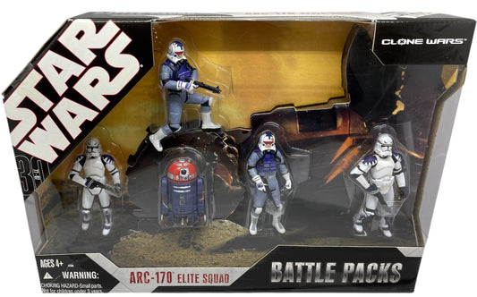 Vintage Star Wars 2007 The 30th Anniversary - Battle Packs The Clone Wars - ARC-170 Elite Squad Action Figure 5 Pack - Clone Trooper Pilots, Arc-170 Troopers &amp; Astromech Droid - Brand New Factory Sealed Shop Stock Room Find