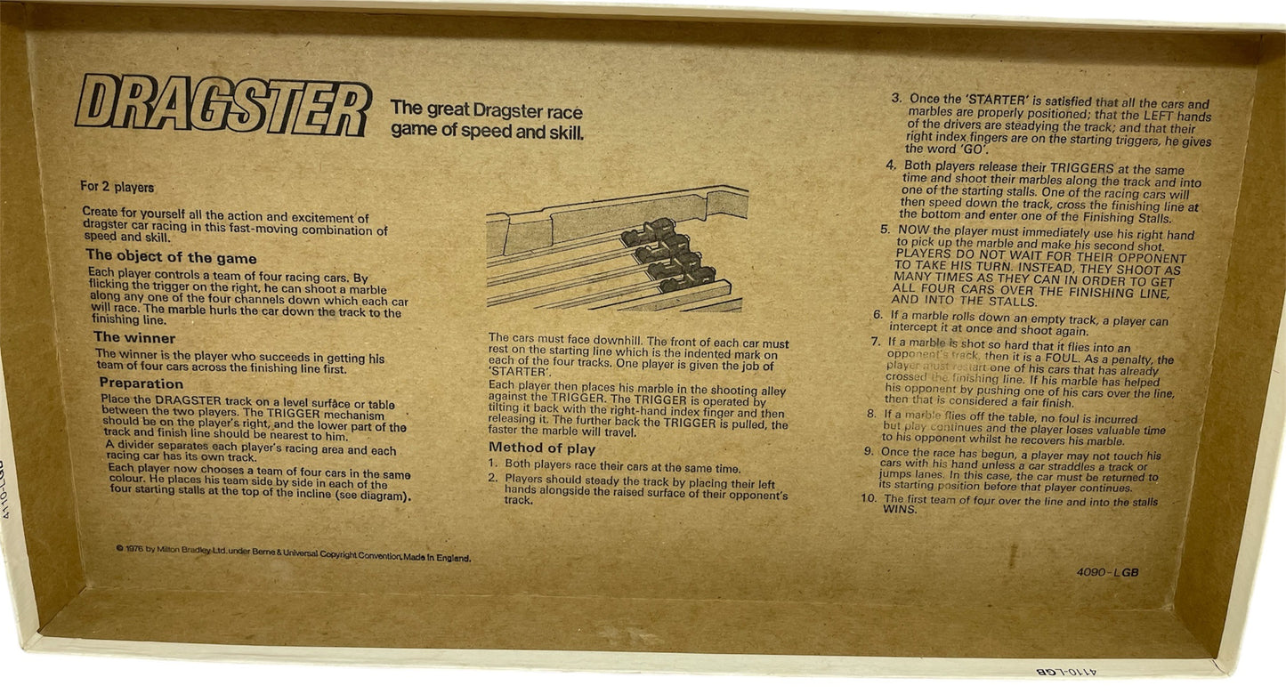 Vintage MB 1976 Dragster - The Great Dragster Race Game Of Speed And Skill - Fantastic Condition - Fully Complete - In The Original Box