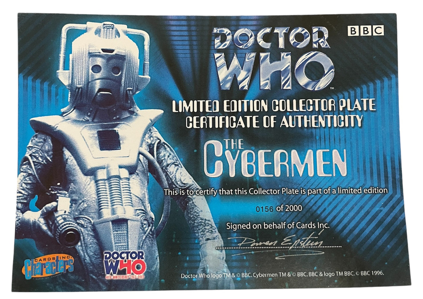 Vintage 1996 Doctor Dr Who - The Cybermen - Emotion Is A Weakness - Limited Edition Collectors Plate. - Shop Stock Room Find