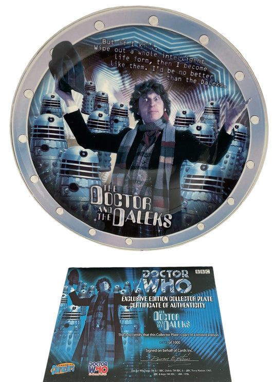 Vintage 2002 Doctor Who - The Fourth Doctor And The Daleks Limited Edition 40th Collectors Plate - Shop Stock Room Find