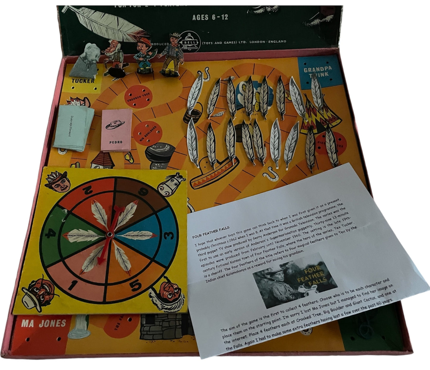 Vintage 1960 Gerry Andersons Four Feather Falls Board Game - Very Good Condition and Complete In The Original Box