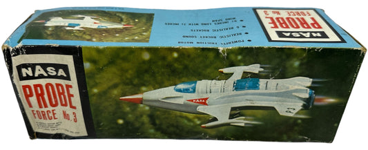 Vintage 1965 JR Toys Nasa Probe Force No. 3 Scale Model With Friction Drive Motor By J Rosenthal Toys In The Original Box - Shop Stock Room Find