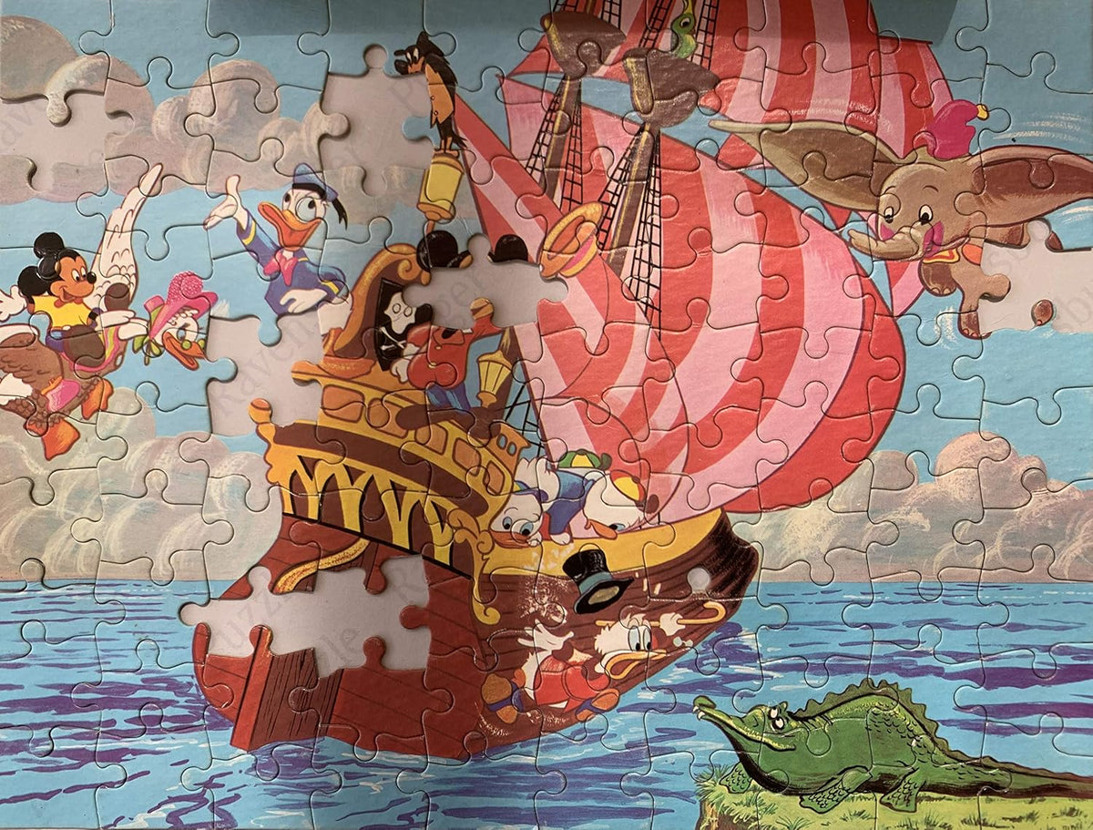 Vintage 1960's Disneyland - Mickey And His Pirates - 100 Medium Piece Jigsaw Puzzlw - In The Original Box