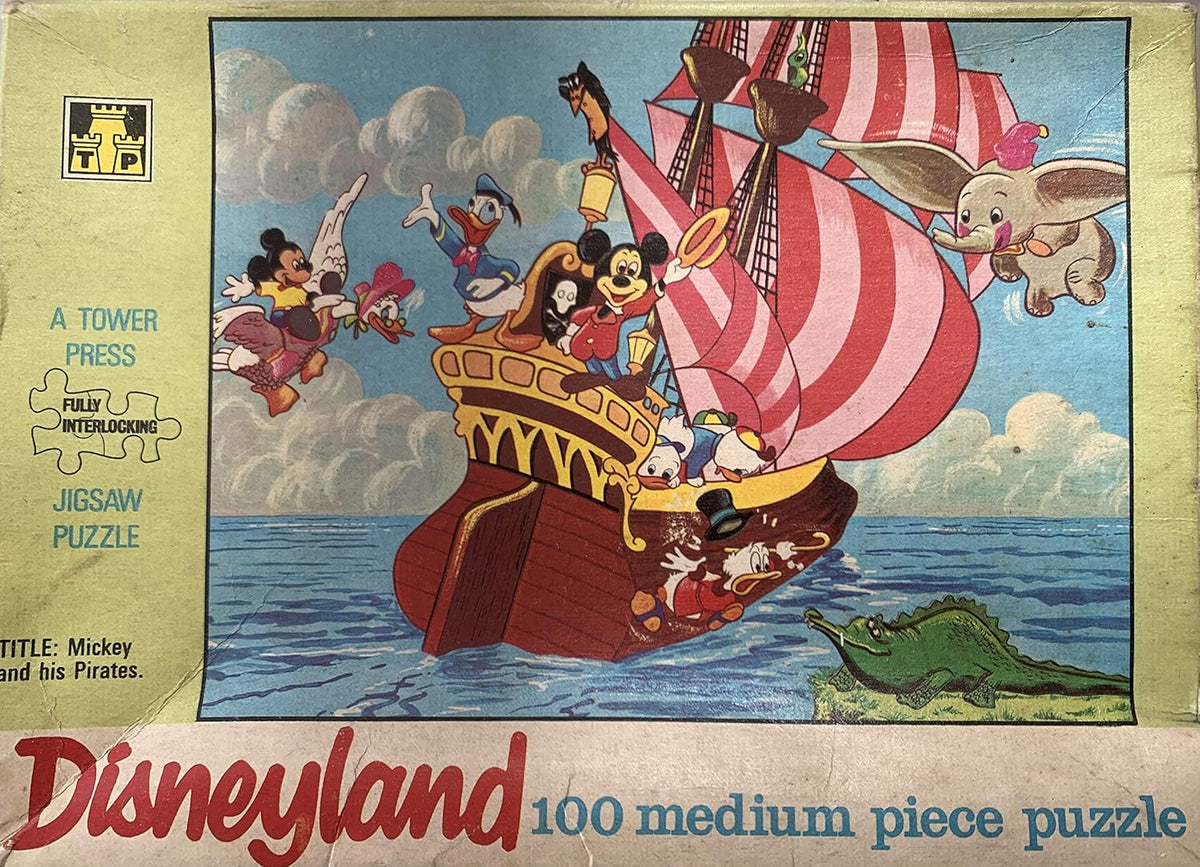 Vintage 1960's Disneyland - Mickey And His Pirates - 100 Medium Piece Jigsaw Puzzlw - In The Original Box