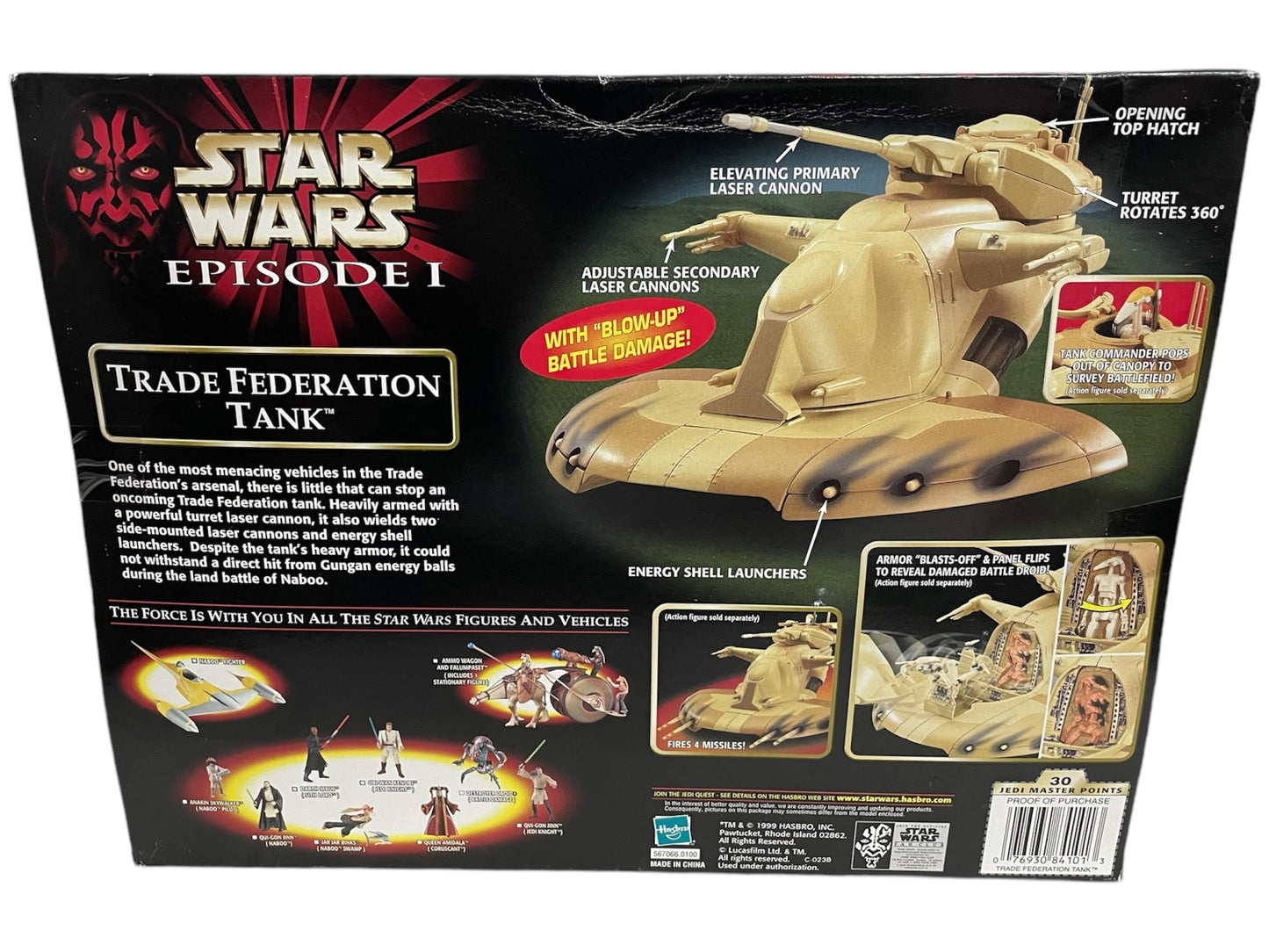 Vintage 1999 Star Wars Episode 1 Armored Scout Tank With Battle Droid Action Figure (Copy)