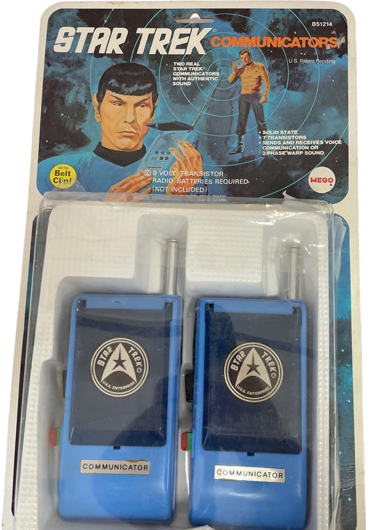 Vintage Mego Corporation 1974 Star Trek The Original Series Set Of Two Real Communicators With Authentic Sound - Set No. B51214 - Fantastic Condition Fully Working In The Original Pack