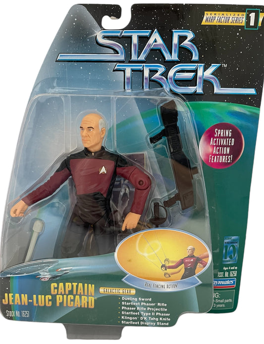 Vintage 1997 Star Trek The Next Generation - 10th Anniversary - Warp Factor Series 1 Combat Action Series Captain Jean-Luc Picard 6 Inch Action Figure With Real Fencing Action - Brand New Factory Sealed Shop Stock Room Find