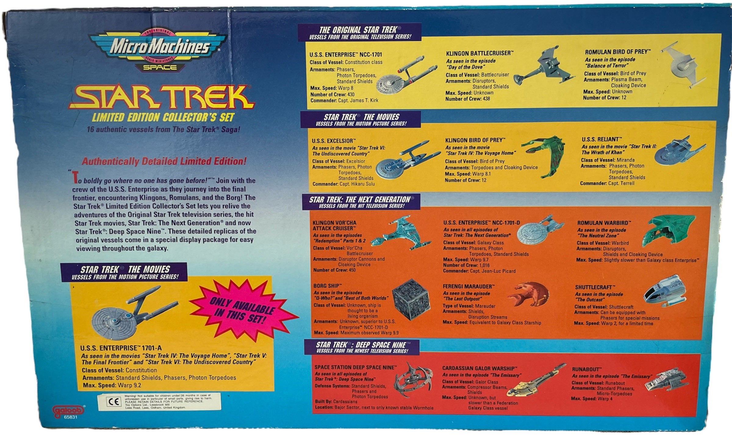 Vintage 1993 Star Trek Micro Machines Space Star Ships Limited