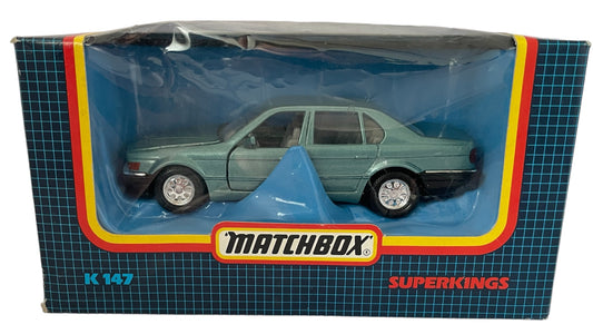 Vintage 1988 Matchbox Superkings Die-Cast K 147 Pail Blue BMW 750i Replica Car Model Vehicle - In Original Box Shop Stock Room Find