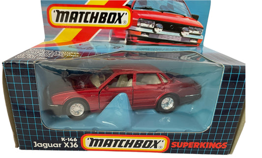 Vintage 1987 Matchbox Superkings Die-Cast No. K146 Red Jaguar XJ6 Replica Car Model Vehicle - In Original Box Shop Stock Room Find